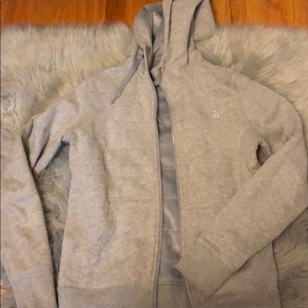 Grey north face zip up